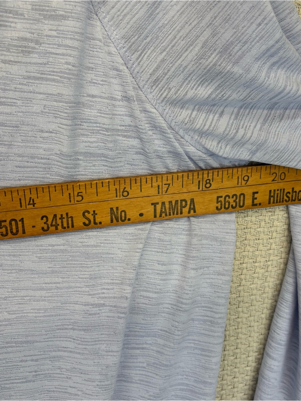 Athleta Blue Crossover Blouse Women's Medium Long Sheer Sleeves Lightweight Top - Picture 8 of 9
